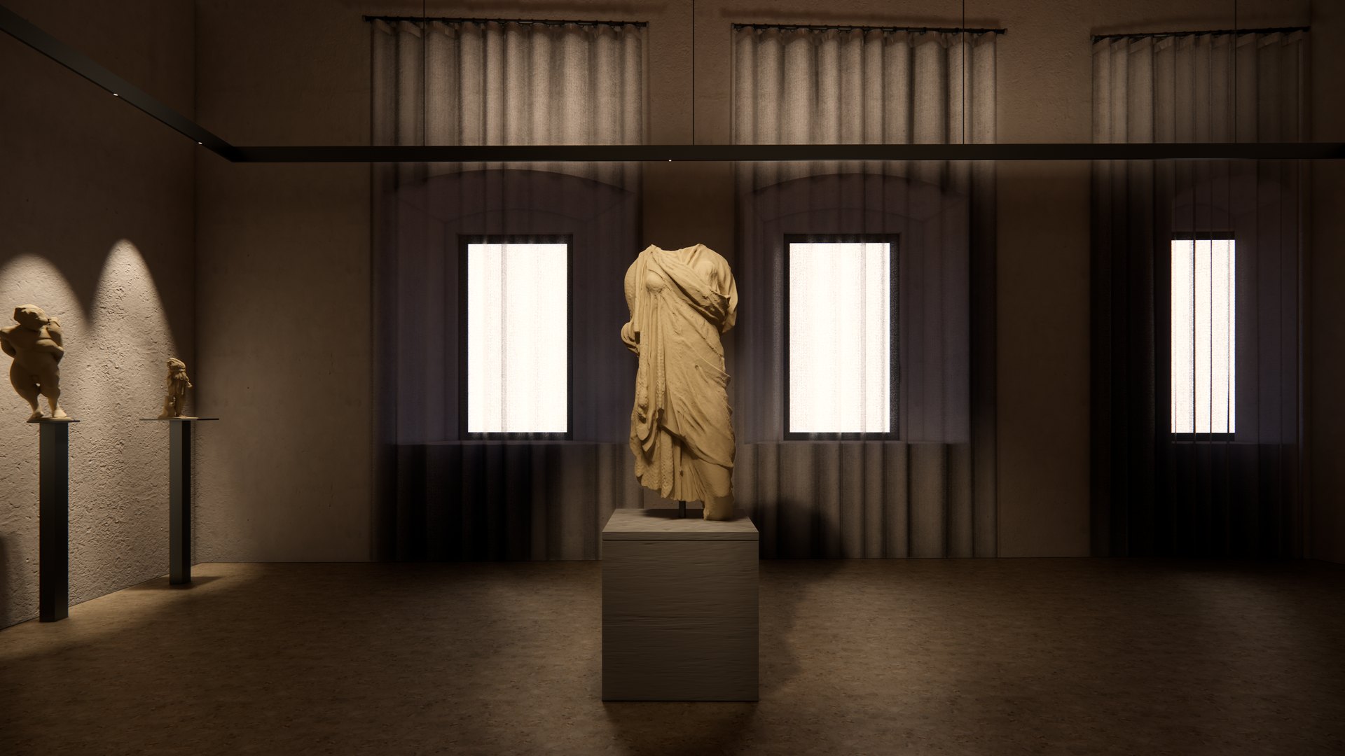 Allestimento museografico per il Museo Gaio Cilnio Mecenate ad Arezzo — render 3